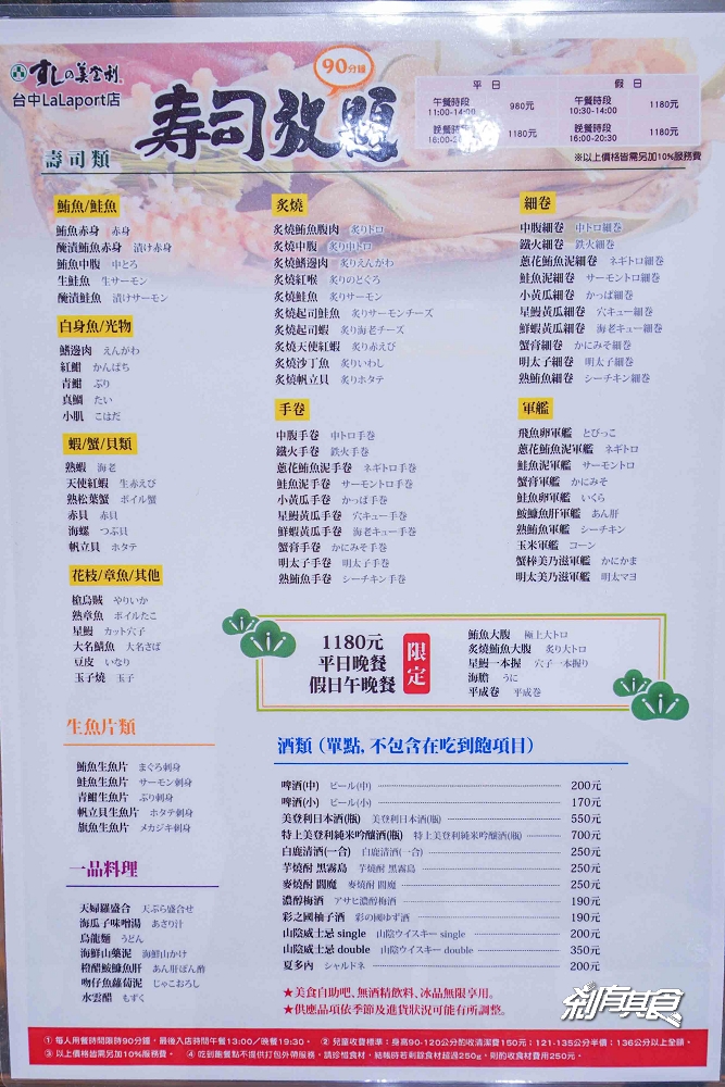 美登利壽司吃到飽，台中吃到飽，台中首間握壽司吃到飽 70款壽司+自助吧吃到飽 炸物燒烤、甜點冰品都好吃