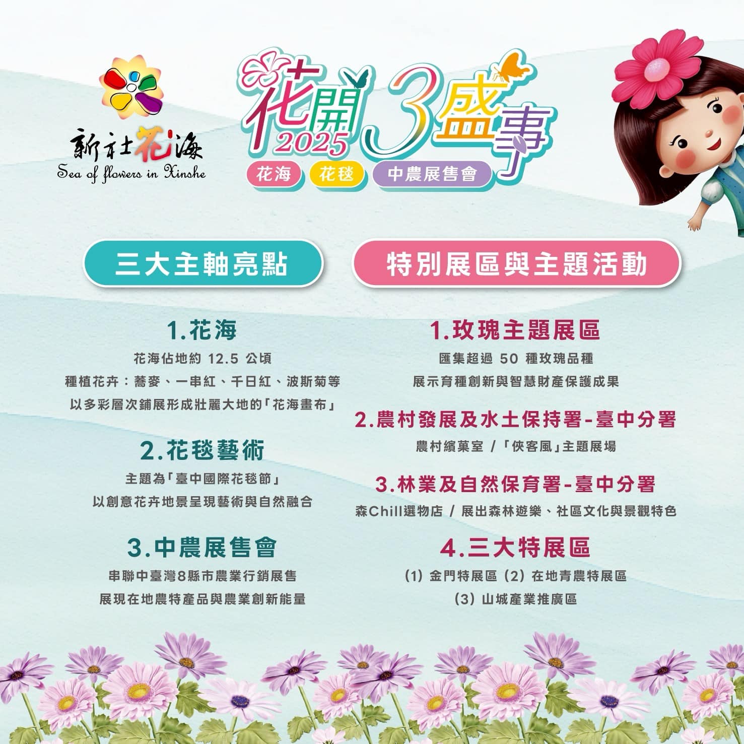 2025新社花海 台中花毯節《飛天小女警》主題超萌登場、交通管制、接駁車怎麼搭、表演節目表